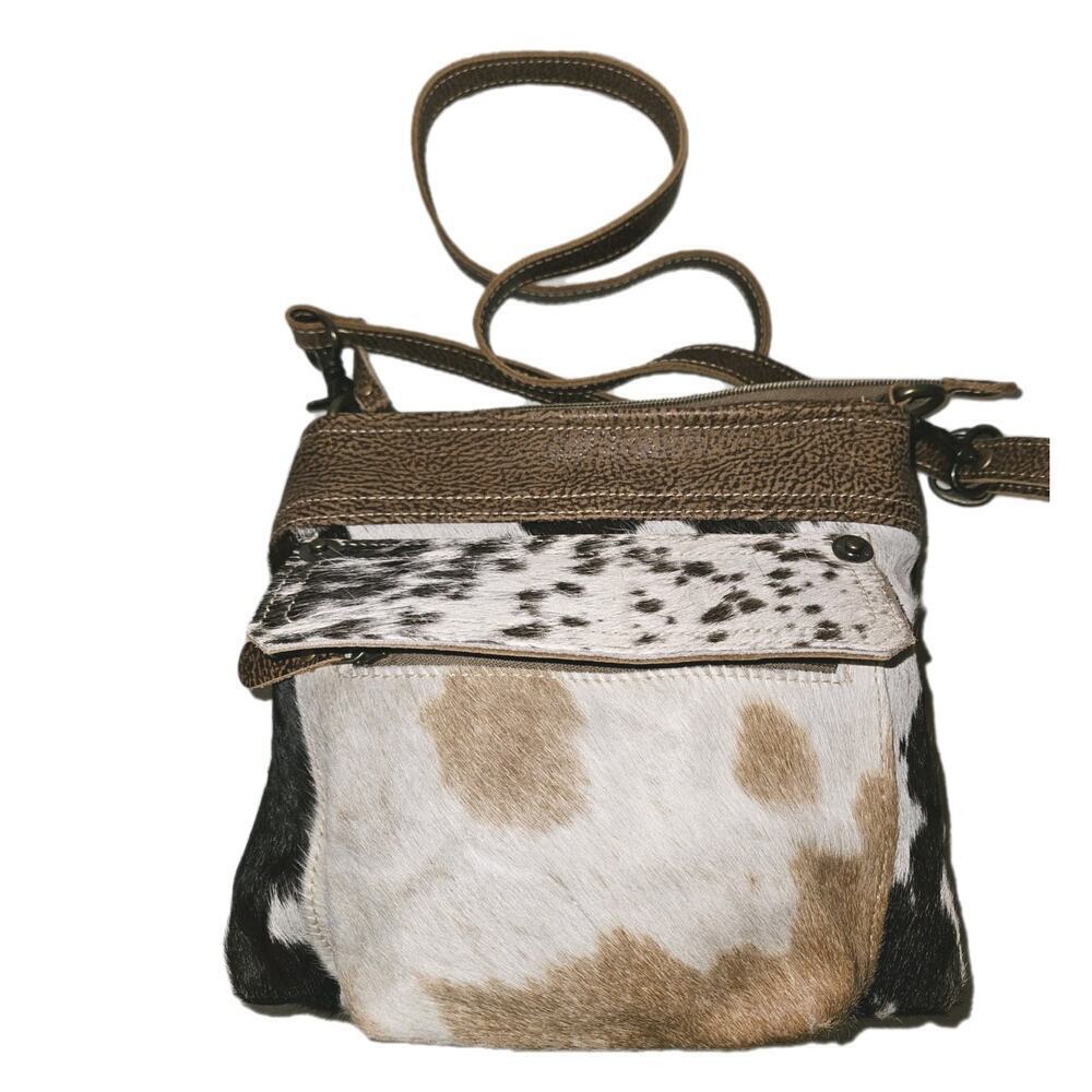 Vintage Myra Bag Bygone Leather & Cowhide Crossboy Bag 10x9x2 View 3